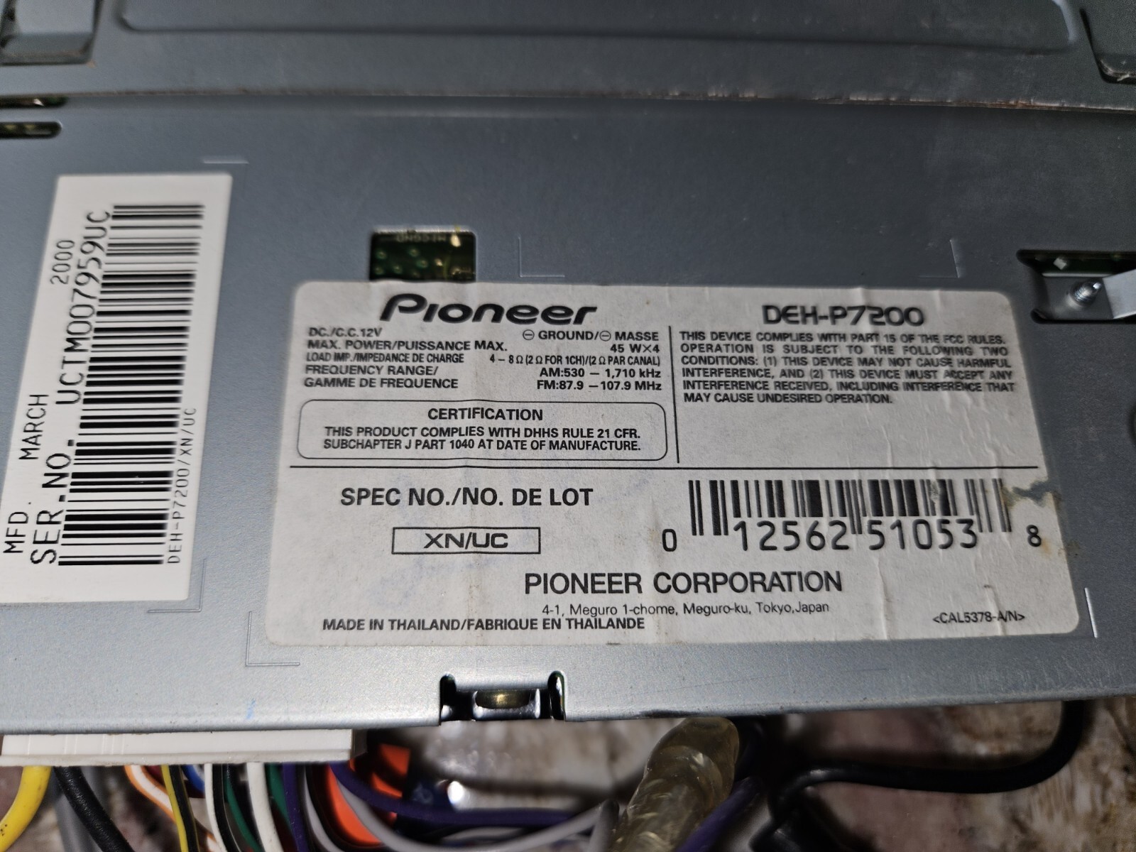 Vintage Pioneer DEHP7200 Car Stereo eBay