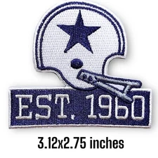 Dallas Cowboys EST. 1960 3.12"x2.75" Embroidery Iron On Patch 