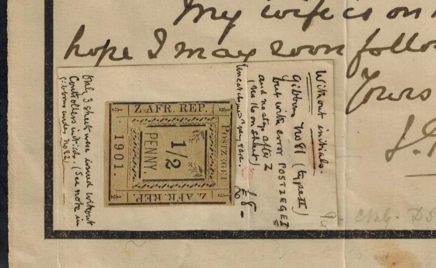 Carta de recuerdo TRANSVAAL Pietersburg con error 1/2d-1 firmado y 1/2d sin firmar Foto 3 de 3