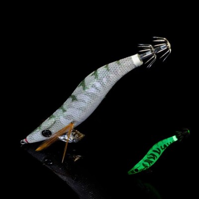 Squid Jig RUI AK01 UV Glow Egi Lure - AKA White Night Tiger Style, Saltwater Fishing For Squid & More Tuna Jigs - Foto 3
