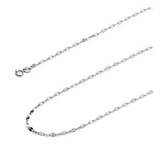 Wellingsale 14k White Gold Solid 2mm Twisted Mirror Chain Necklace