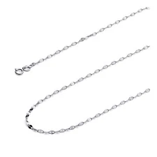 Wellingsale 14k White Gold Solid 2mm Twisted Mirror Chain Necklace