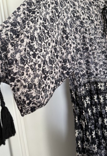 Daughters Of India Dress Size M Deepa Black Maxi Floral Tiered Flowy Floaty RARE - Picture 8 of 16