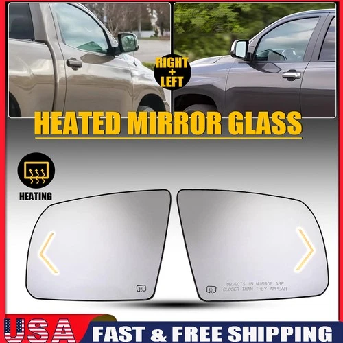 2X Side Right Left Mirror Glass fits Sequoia 2007-2017 Tundra Heated Turn Signal