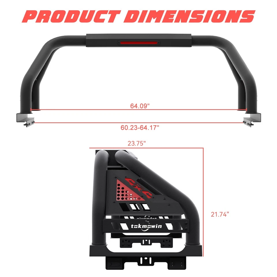 Roll Sport Bar Chase Rack Bed Bar Steel For 2000-2025 Chevrolet Silverado 1500 - Image 2 of 4