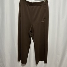 Adidas Women Active Wide Leg High Waist Brown Pants Sz XL New