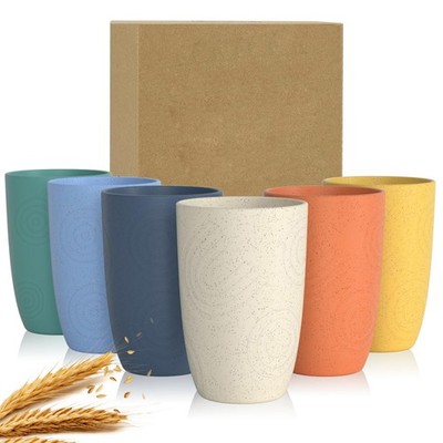 Reusable Wheat Straw Glasses, 6 Pc BPA Free Cups, Multicolor