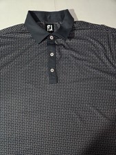 FJ FootJoy Performance Golf Polo Shirt Mens XL AOP Paisley Print Black Stretch