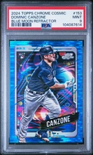 Dominic Canzone 2024 Topps Cosmic Rookie Blue Moon Refractor 1/99 PSA 9 Mariners