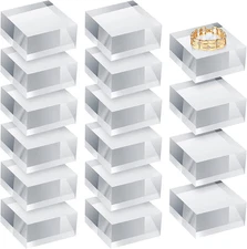 Remerry 16 Pcs Clear Acrylic Blocks Square Display Block Clear Polished Cube Acr