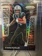 2025 Prizm Football Tetairoa McMillan Silver Fireworks Rookie Panthers