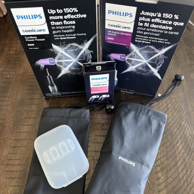 2pk Philips Sonicare Cordless Power Flosser 3000, White/Black HX3826/21 & 23 New