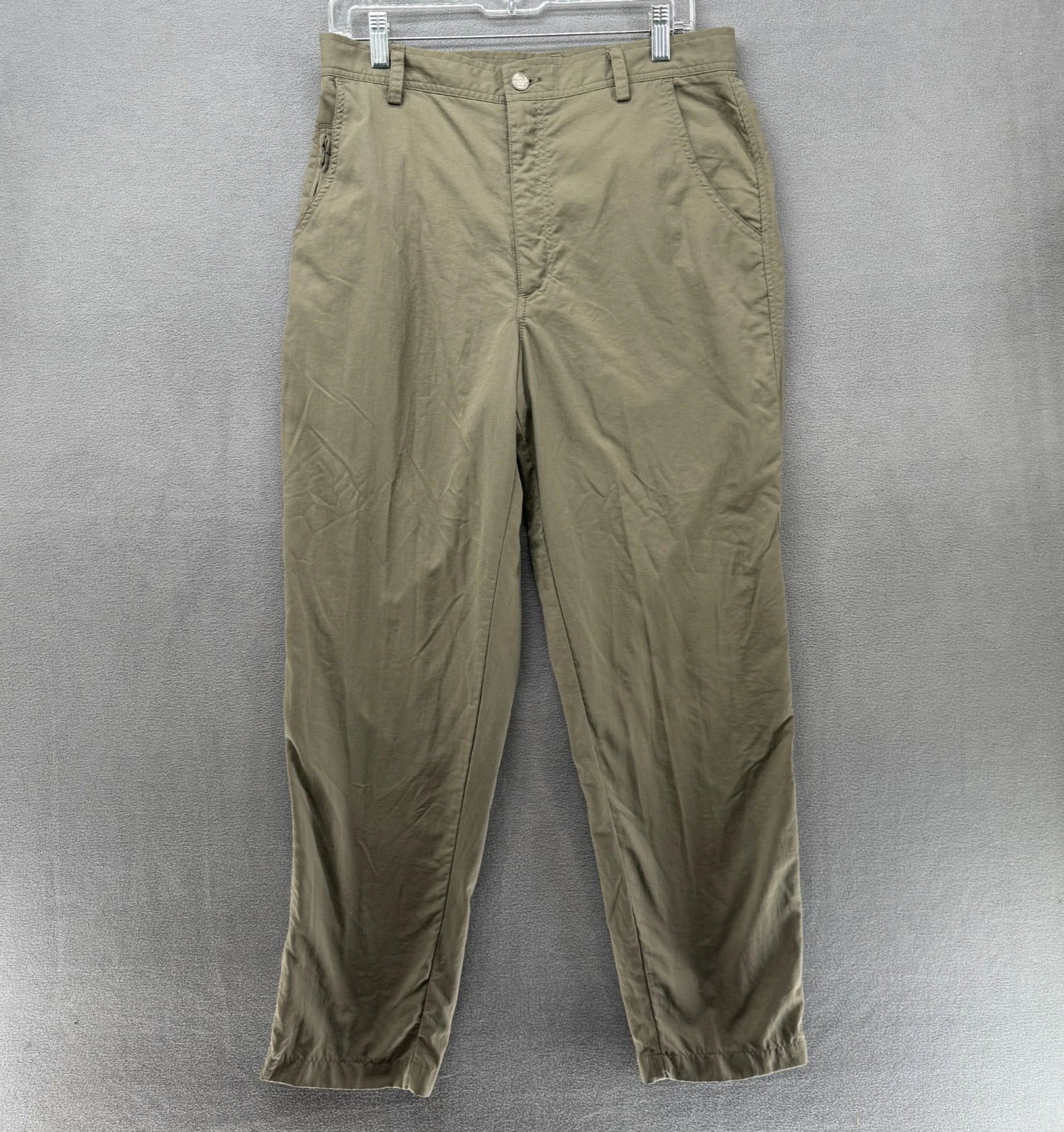REI Pants Mens 32 Khaki Brown Hiking Camping Outdoor Ankle Zipper Slash Pockets