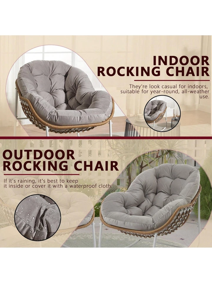 Mecedora Huevo de ratán de gran tamaño con cojín interior exterior Papasan Foto 4 de 4