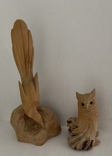 2 X Birds Carved From Drift Wood