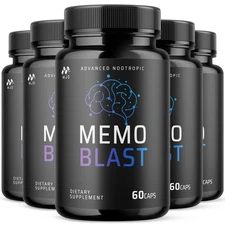 (5 Pack) Memo Blast Advanced Brain Max Support Supplement MemoBlast 300 Capsules