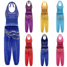 Rave Outfits 2 Pcs Set Women Arabian Fance Dress Up Dancing Performance Wear