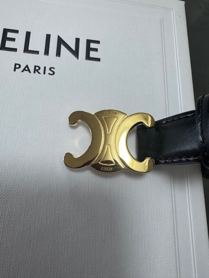 Good CELINE Black Leather Gold Buckle belt | eBay