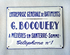 RARE Plaque émaillée d'utilité bombée - BOCQUERY - Somme -