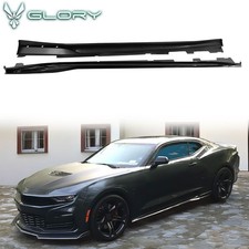 Fits 16-24 Chevy Camaro Side Skirts Rocker Style Rocker Panel Gloss Black 4pc Pp