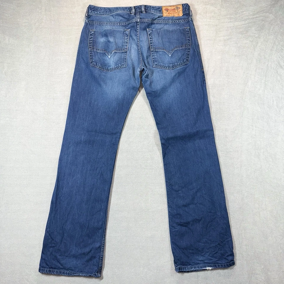 Jeans Diesel Zatiny Para Hombre 32x32 Azul Denim Regular Bootcut Desvanece Bigotes 0818N Foto 4 de 4