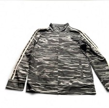 NWT Adidas Grey and White Camo Zip Up Track Jacket Boys Size Large