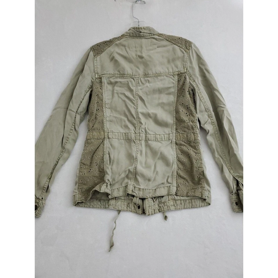 Max Jeans Women’s Military Jacket Small Green Button Front Eyelet Lace Utility - Image 2 of 4