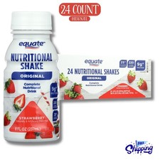 Equate Original Meal Replacement Nutritional Shakes, Strawberry, 8 Oz, 24 Count