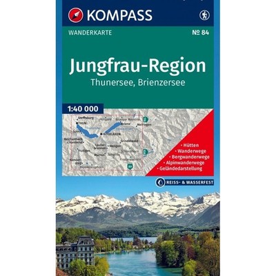 Switzerland Jungfrau region, Lake Thun, Brienz Kompass map 84 hiking waterproof