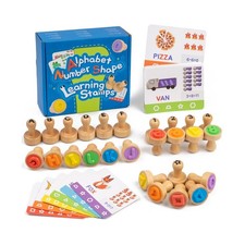 Alphabet Number Stamps for Kids, Wooden ABC Spelling Letter Stamper... Fast Ship
