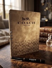 Coach Faux-Suede Journal Notebook & Black Pen 168-Pages Planner 6&rdquo;x8.25&rdquo; Novelty