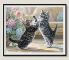 Two Tabby Kittens - DIY Chart Counted Cross Stitch Patterns Needlework DMC Color