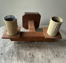 X4 Vintage Rustic Wooden Wall Lights | Oak / Candle Style | Cottage / Pub