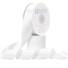 White Double Faced Satin Ribbon, 1-1/2 Inch x 50 Yards, Gift Wrapping, Craft