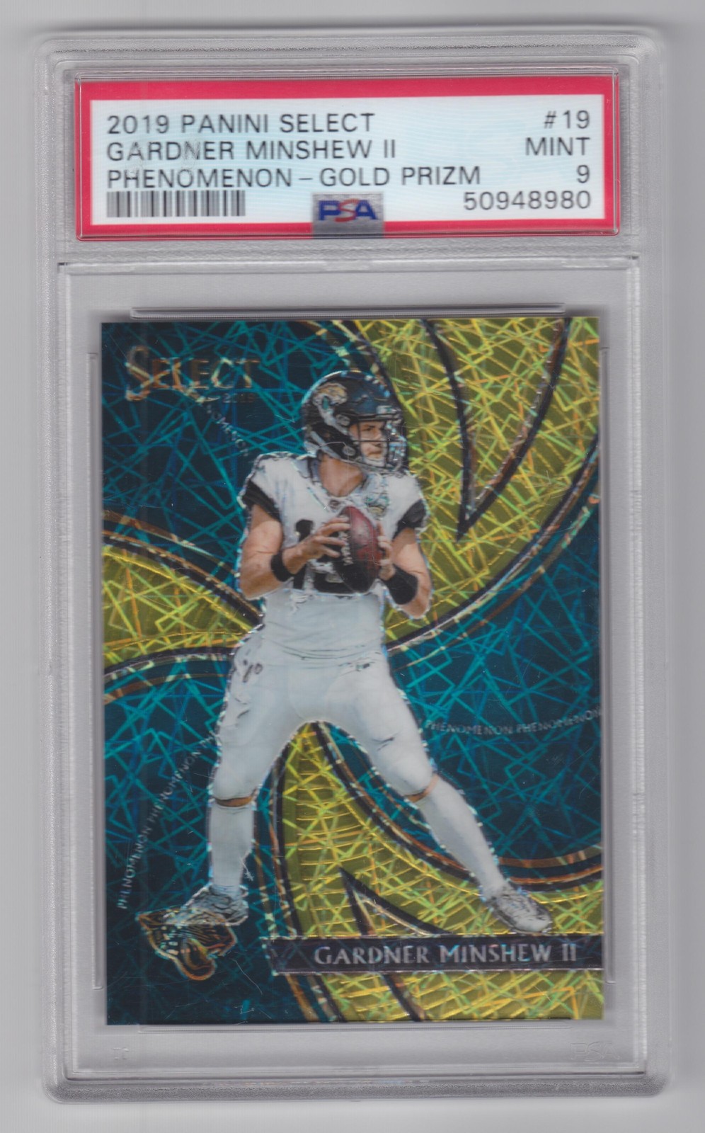 Gardner Minshew II Panini Select Phenomenon #19 Gold Prizm