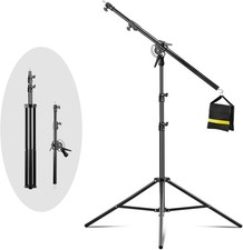 Heavy Duty Light Stand with Boom Arm 10ft/300cm Metal Adjustable Air-Cushioned