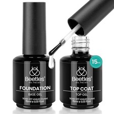 Beetles 2 Pcs 15ml No Wipe Gel Top Coat and Base Coat Set - Shine Finish and