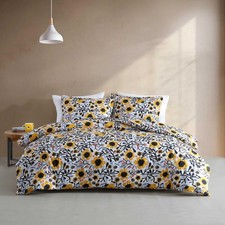 - Full/Queen Duvet Cover Set, Cotton Percale Reversible Bedding with Matching...