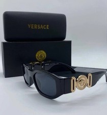 Versace Medusa Biggie Oval Sunglasses Black Gold Frame Unisex LIGHTLY WORN