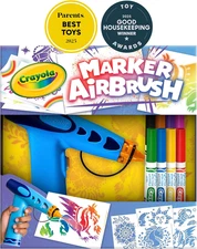Creative Marker Airbrush Kit 8pc Set 5 Stencils Battery Sprayer Kids Art Toy NEW