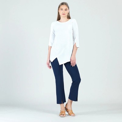 NWT Clara Sun Woo Sleeve Tunic Top Cuff Mid Sleeve Asymmetric Split White S NG5