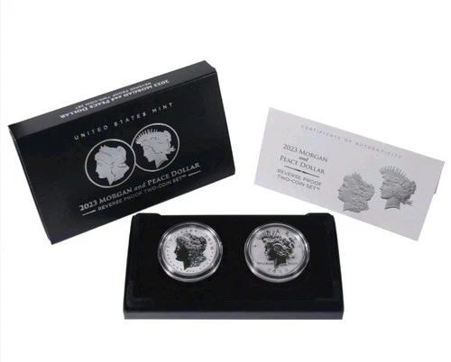 2023 Morgan And Peace Dollar Reverse Proof Two-coin Set OGP/COA "23XS"