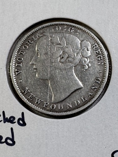 1880 Newfoundland 20 Cents Silver Coin Low Mintage Scratched & Cleaned