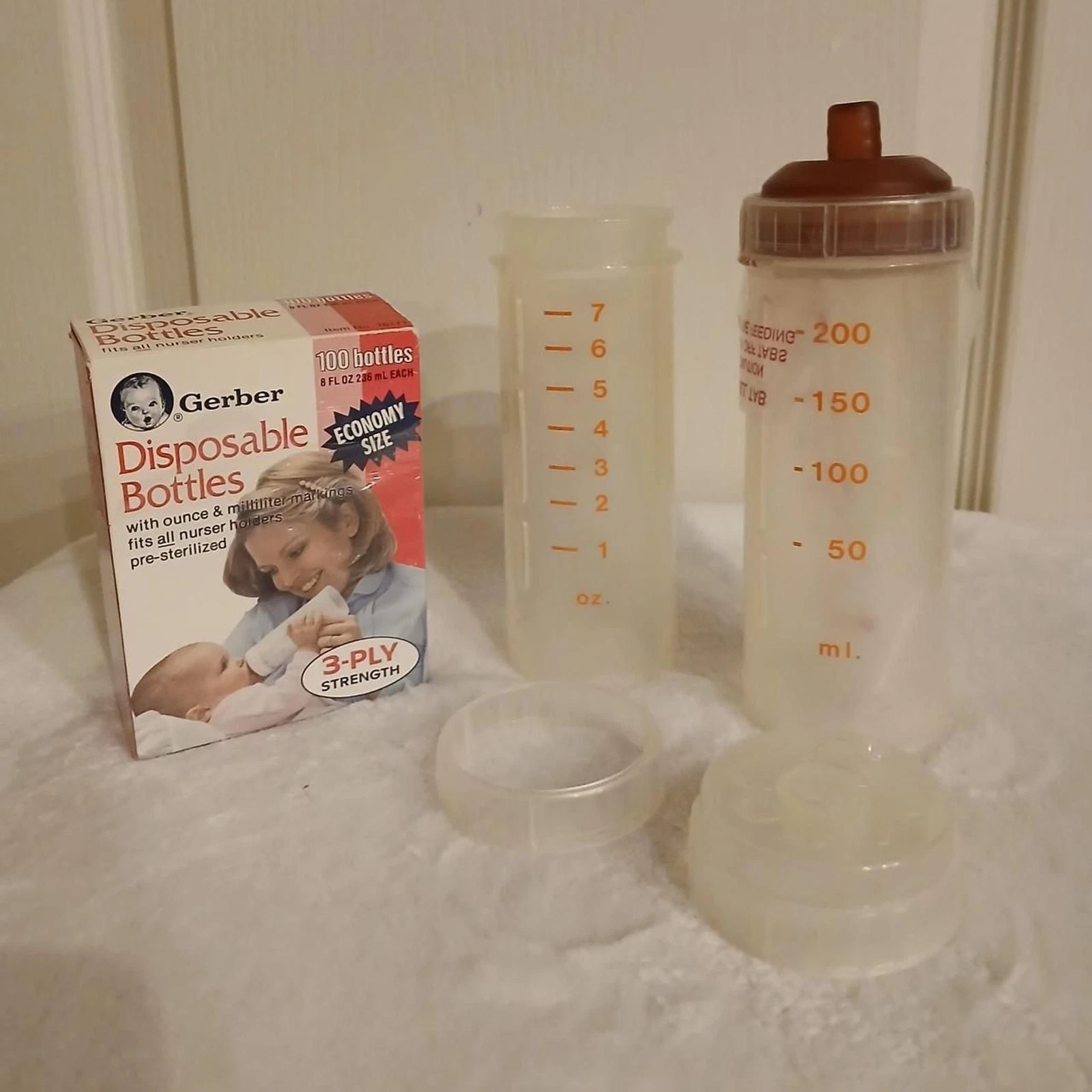 VTG PLAYTEX Drop-In NURSER Bottles Lid RARE FLAT TOP Nipple 100ct Gerber liners