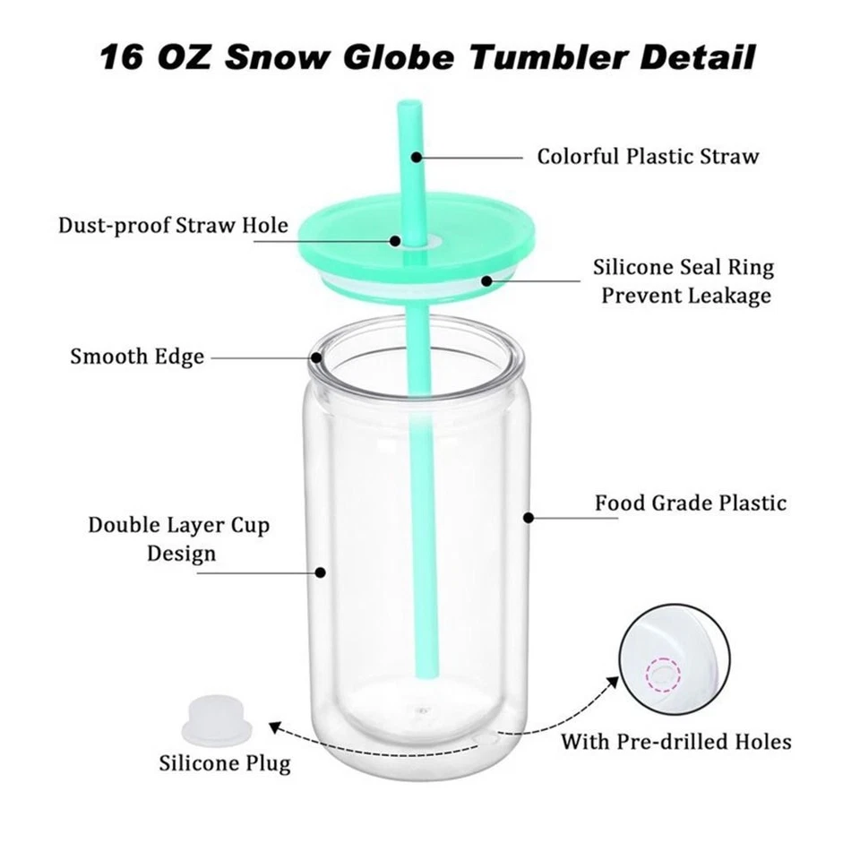 Reusable Water Bottles Break-Resistant Snow Globe Tumbler  Holiday Gifts - Image 4 of 4