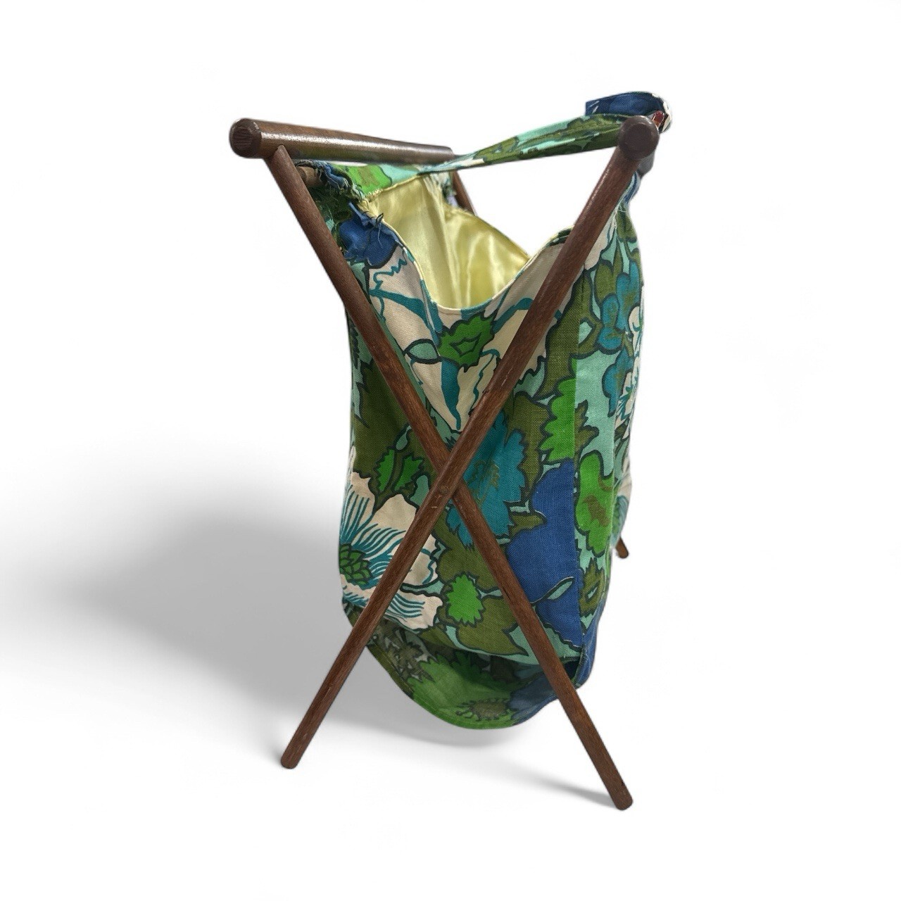 Vintage 60's Wooden / Fabric Folding Knitting / Crochet 🧶 Caddy MCM Floral