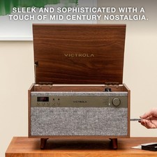 Vinyl Record Player Music Center Turntable CD Cassette Bluetooth Speakers