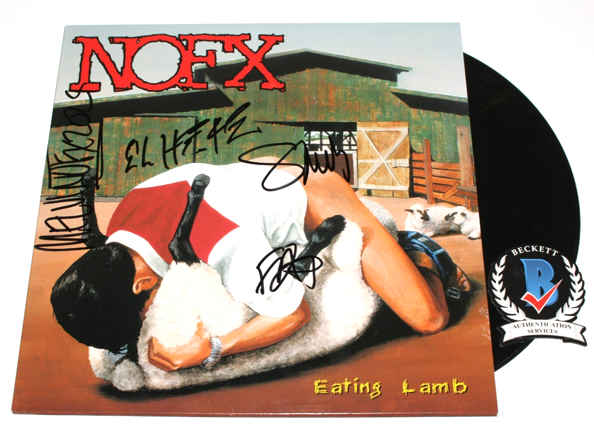 NOFX BAND SIGNED 'EATING LAMB' ALBUM VINYL RECORD x4 FAT MIKE ERIK