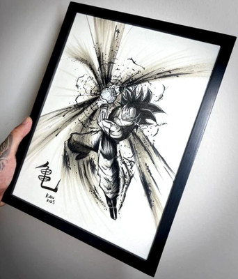 Son Goku Oirginal Handmade Black Ink Illustration -Dragon Ball Tribute