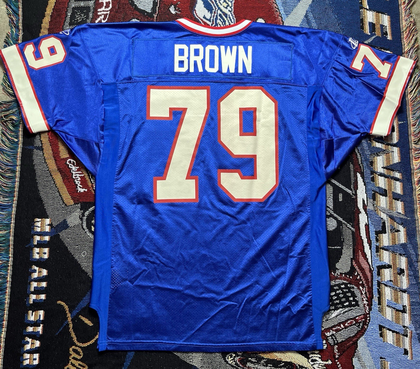Vintage Buffalo Bills Logo Athletic Jersey Ruben Brown #79 Pro Cut Size 52